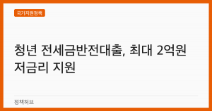 청년 전세금반전대출, 최대 2억원 저금리 지원