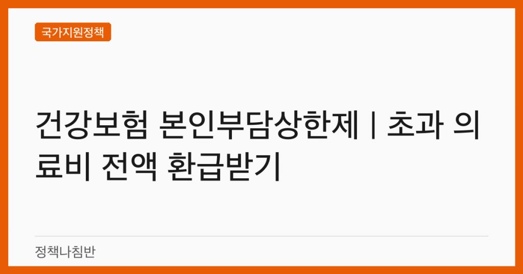 건강보험 본인부담상한제 | 초과 의료비 전액 환급받기